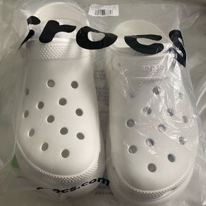 Crocs, Sized 7W 5M,,White Platform
